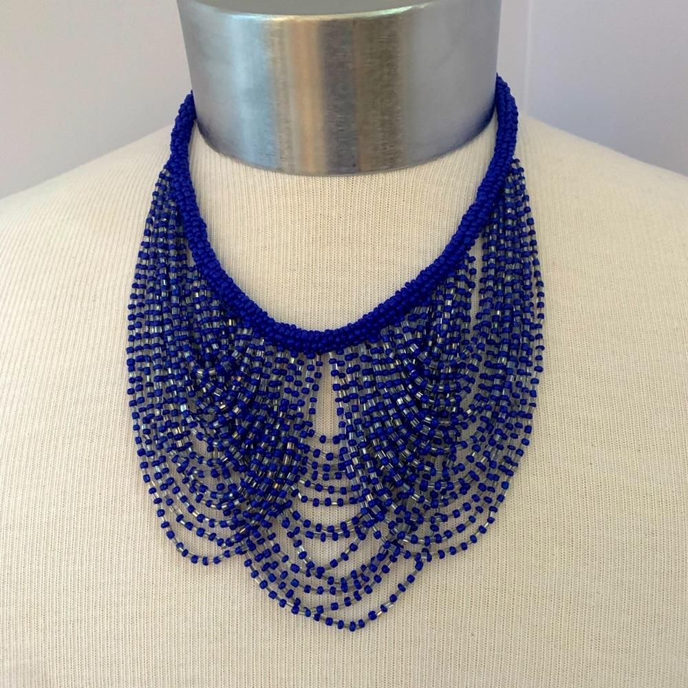 Beaded Native American blue necklace